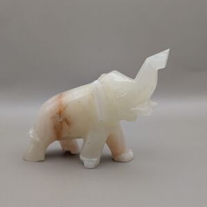 Vtg Hand Carved Stone Elephant Alabaster Marble 3"